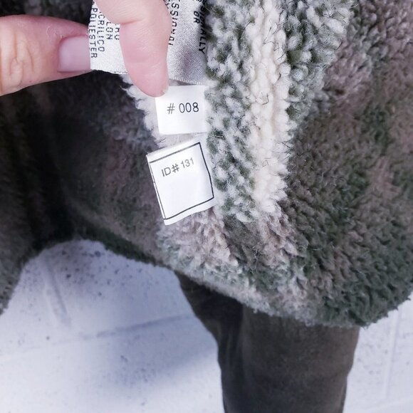 Colebrook & Co. Leather Suede Plaid Sherpa Lined Jacket Green Womens Large - Picture 11 of 13